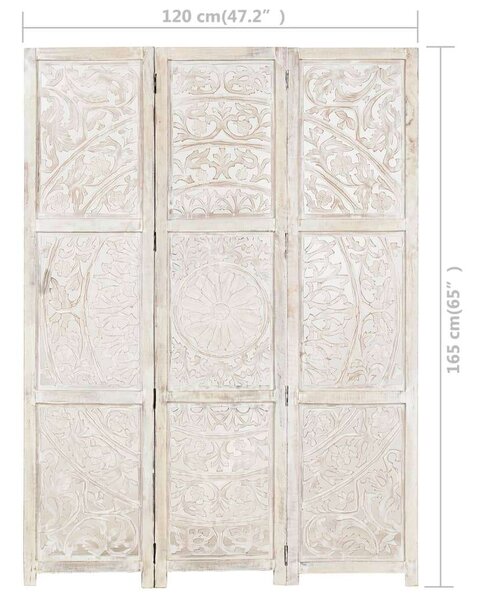 Mangófa Paraván - Kézzel Faragott - 3 Panel - 120x165 cm