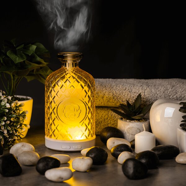 KONDELA Ultrahangos aroma diffúzor, sárga, GILI