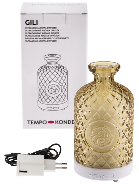 KONDELA Ultrahangos aroma diffúzor, sárga, GILI