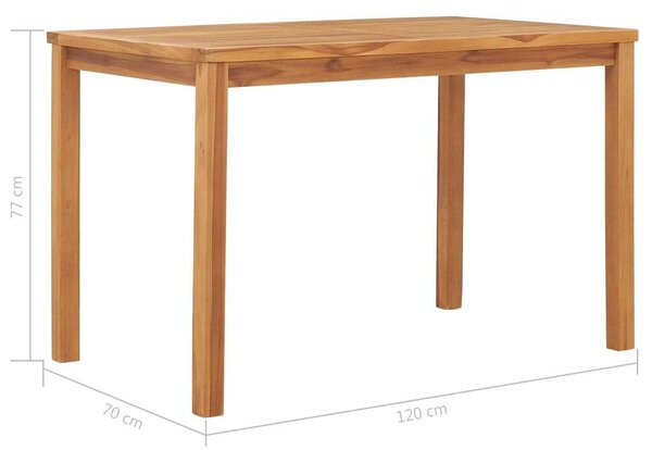 VidaXL tömör tíkfa kerti étkezőasztal 120 x 70 x 77 cm
