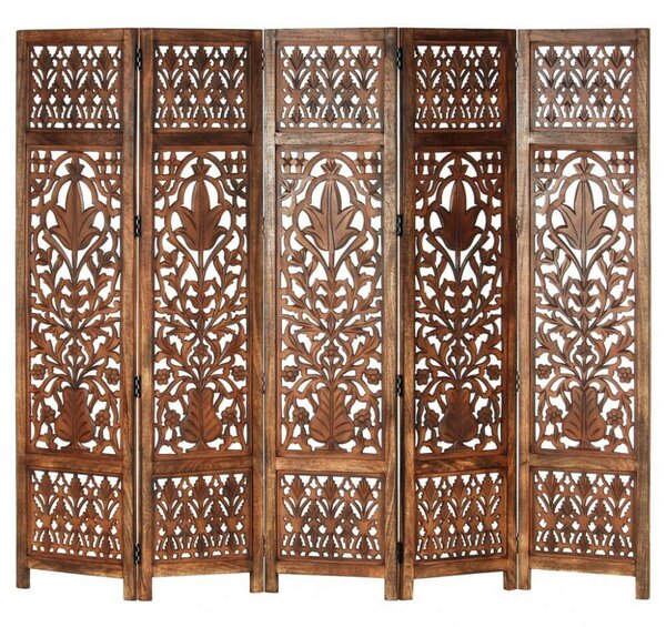 Fa Paraván - Kézzel Faragott - 5 Panél - 200x165 cm