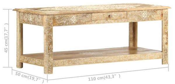 VidaXL kézzel festett tömör mangófa dohányzóasztal 110 x 50 x 45 cm