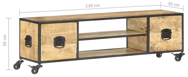 VidaXL Mangófa TV-szekrény - Ipari Stílus - 130cm