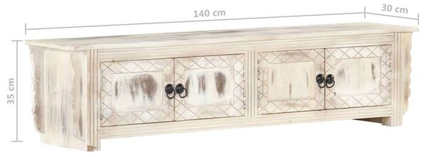 VidaXL fehér tömör mangófa TV-szekrény 140 x 30 x 35 cm