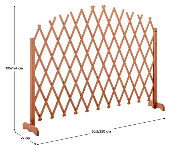 KONDELA Rácsos térelválasztó panel, barna/fa, 250 cm, KEJLY