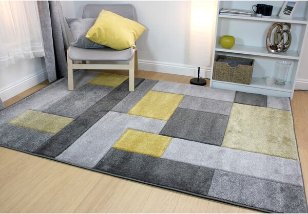 Cosmos szürke-sárga szőnyeg, 120 x 170 cm - Flair Rugs