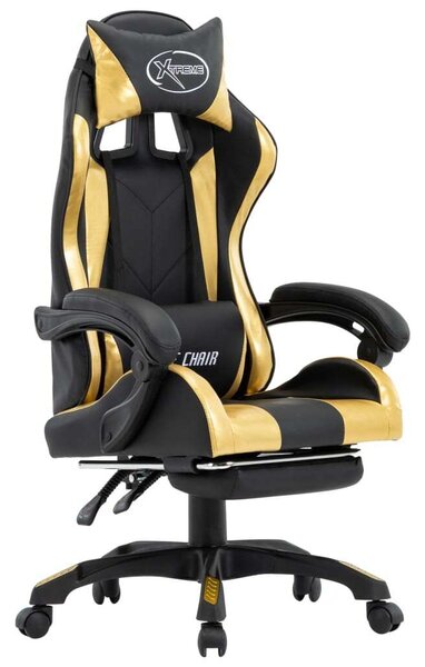 VidaXL Gamer szék - Arany/Fekete - Lábtartóval