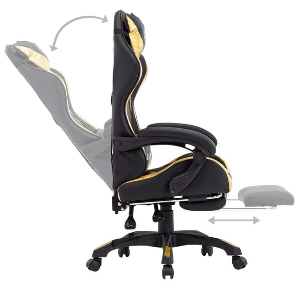 VidaXL Gamer szék - Arany/Fekete - Lábtartóval