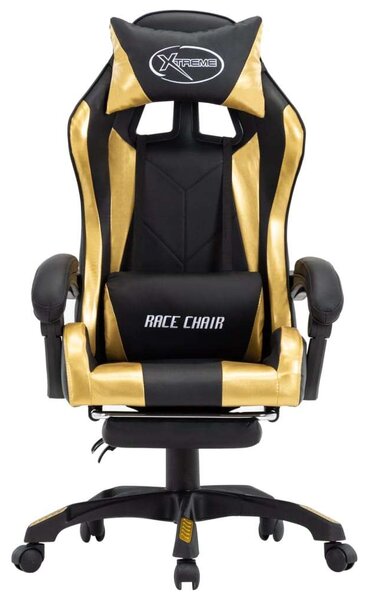 VidaXL Gamer szék - Arany/Fekete - Lábtartóval