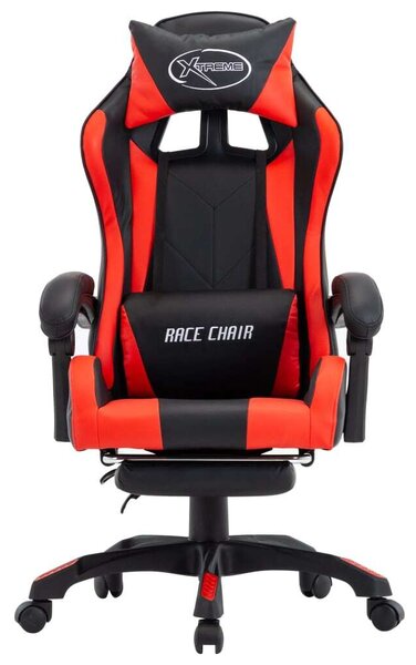 VidaXL Gamer szék - Piros-Fekete - Lábtartóval