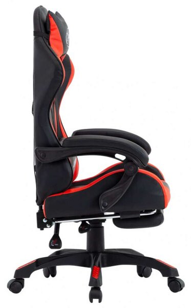 VidaXL Gamer szék - Piros-Fekete - Lábtartóval