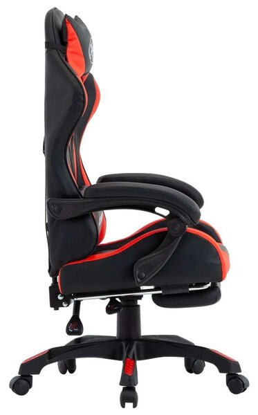VidaXL Gamer szék - Piros-Fekete - Lábtartóval