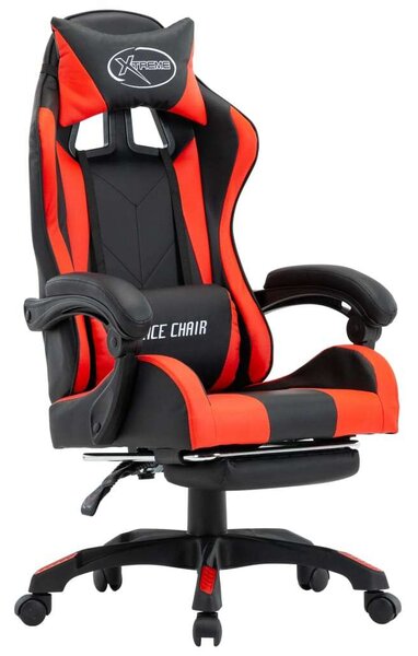 VidaXL Gamer szék - Piros-Fekete - Lábtartóval