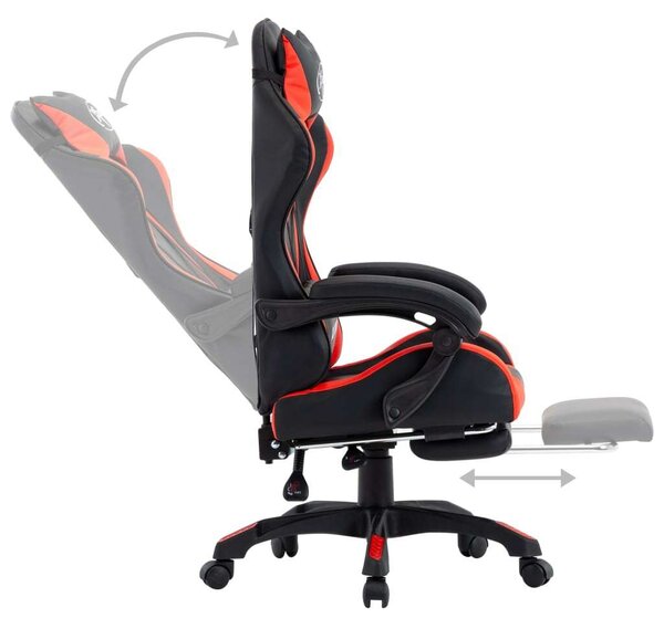 VidaXL Gamer szék - Piros-Fekete - Lábtartóval
