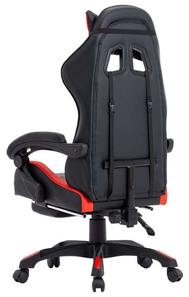VidaXL Gamer szék - Piros-Fekete - Lábtartóval