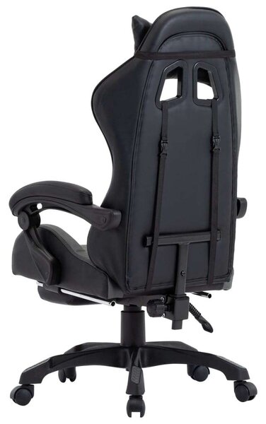 Gamer szék - Szürke/Fekete - Lábtartóval