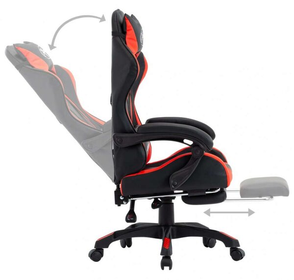 VidaXL Gamer szék - Piros-Fekete - Lábtartóval