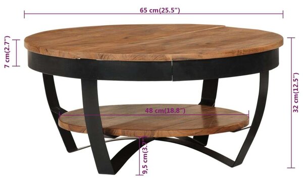 VidaXL Akácfa Dohányzóasztal - Ipari Stílus - 65cm