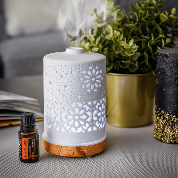 KONDELA Aroma diffúzor/párásító, fehér/natúr, AMAYA