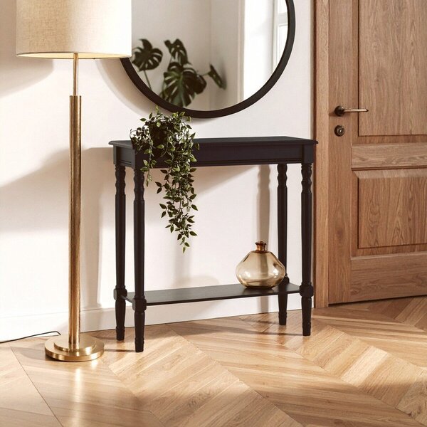 Fekete borovi fenyő konzolasztal 30x80 cm Heritage – Premier Housewares