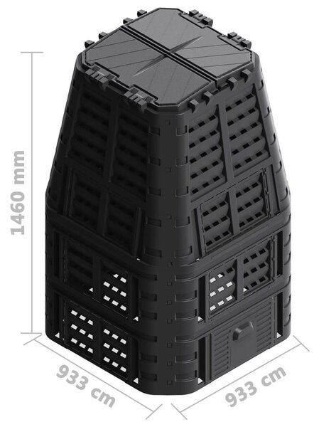 VidaXL Komposztáló Láda - Fekete - 1000L - 93x93x146cm