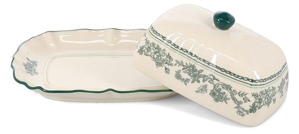 Zöld-elefántcsont színű porcelán vajtartó Cyril – S|P Collection