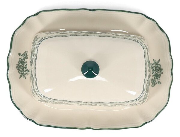 Zöld-elefántcsont színű porcelán vajtartó Cyril – S|P Collection