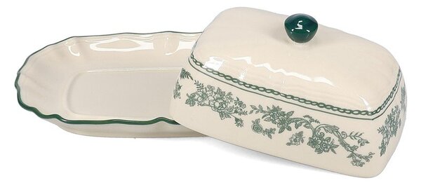 Zöld-elefántcsont színű porcelán vajtartó Cyril – S|P Collection