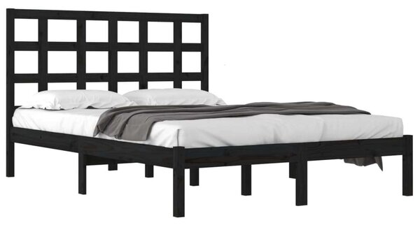 VidaXL fekete tömör fa ágykeret 200 x 200 cm