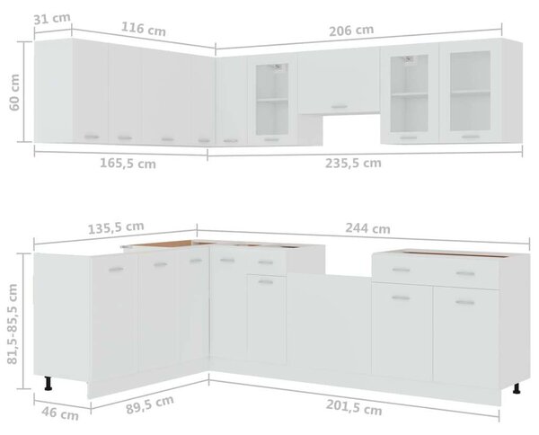 VidaXL Konyhaszekrény Garnitúra - Fehér - 11 részes