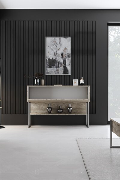 Komód luxe - travertine, silver
