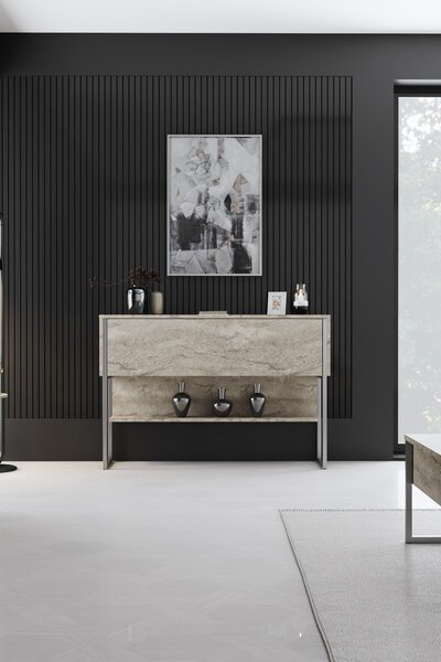 Komód luxe - travertine, silver