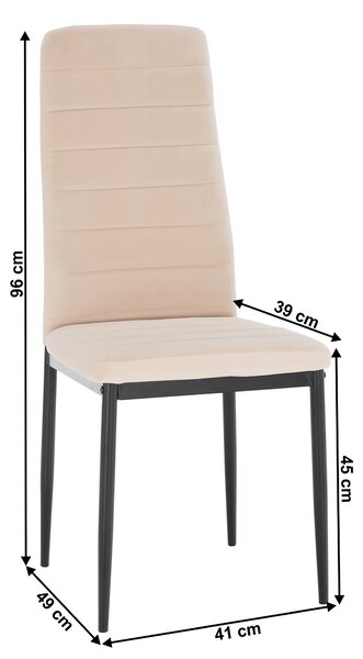 KONDELA Szék, bézs Dulux Velvet szövet/fekete fém, COLETA NOVA