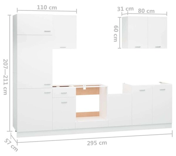 VidaXL Konyhaszekrény Garnitúra - Fehér - 7 részes