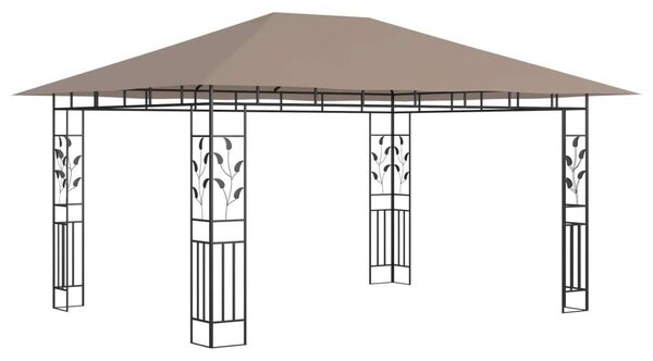 VidaXL tópszínű pavilon szúnyoghálóval/LED fényfüzérrel 4 x 3 x 2,73 m