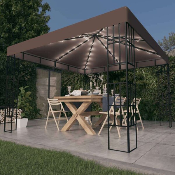 VidaXL Pavilon - Napelemes LED Fényfüzérrel - 3x3m