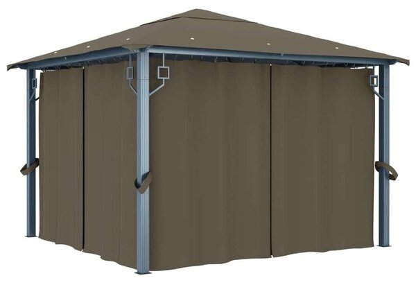 VidaXL Alumínium Pavilon - 3x3m - Függönyökkel és LED Fényfüzérrel