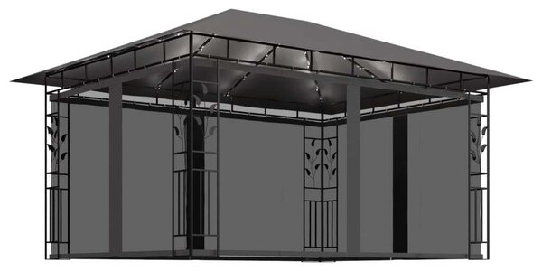 VidaXL Kerti Pavilon - 4x3m - Szúnyoghálóval és LED Fényfüzérrel