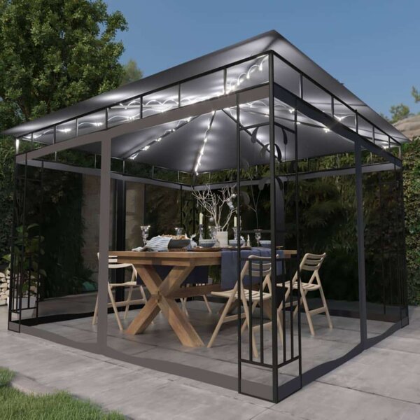 VidaXL Kerti Pavilon - 3x3m - Szúnyoghálóval és LED Világítással