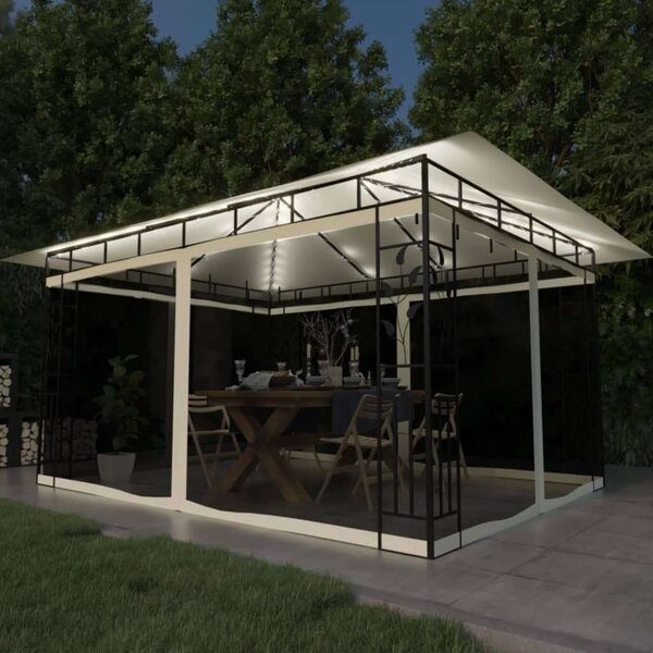 VidaXL Kertpavilon - Szúnyogháló - LED Fényfüzér - 4x3x2,73m