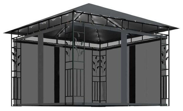 VidaXL Kerti Pavilon - 3x3m - Szúnyoghálóval és LED Világítással
