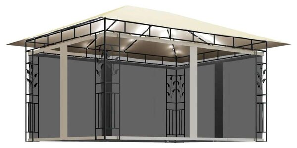 VidaXL Kertpavilon - Szúnyogháló - LED Fényfüzér - 4x3x2,73m