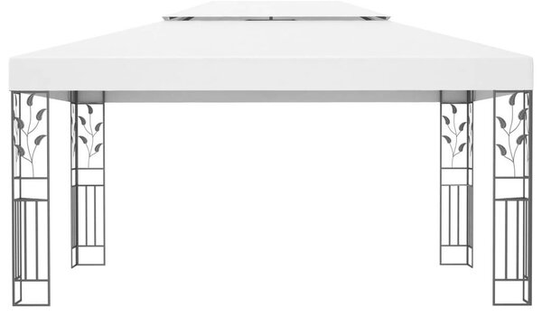 VidaXL fehér dupla tetős pavilon LED fényfüzérrel 3 x 4 m