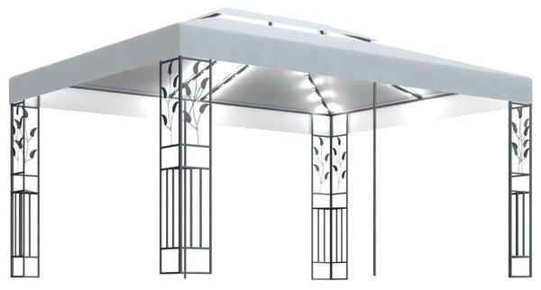 VidaXL fehér dupla tetős pavilon LED fényfüzérrel 3 x 4 m