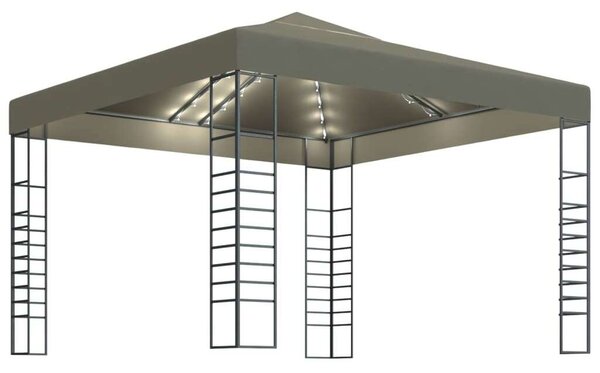 VidaXL kerti pavilon LED fényfüzérrel 3 x 3 m, tópszínű