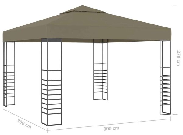 VidaXL kerti pavilon LED fényfüzérrel 3 x 3 m, tópszínű