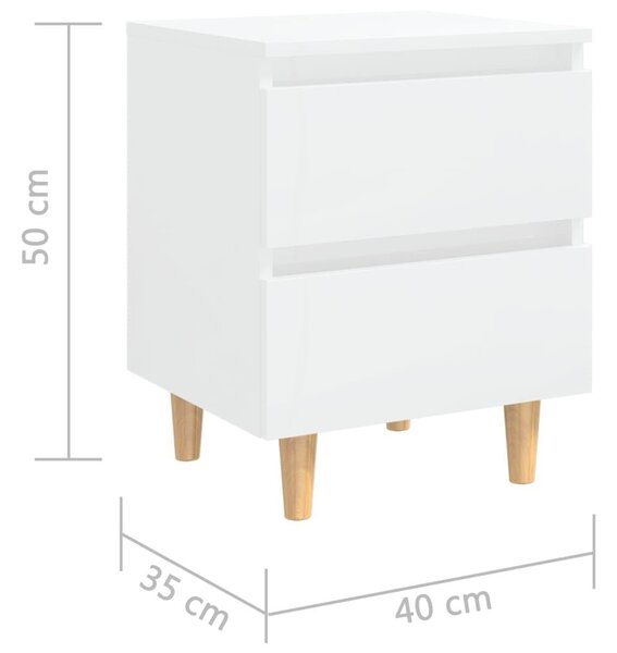 VidaXL Éjjeliszekrény Pár - Fehér - 2 db - 40x35x50cm