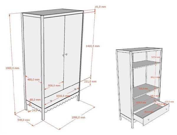 Bézs gyerek ruhásszekrény 110x190x55 cm Swingo – Vipack