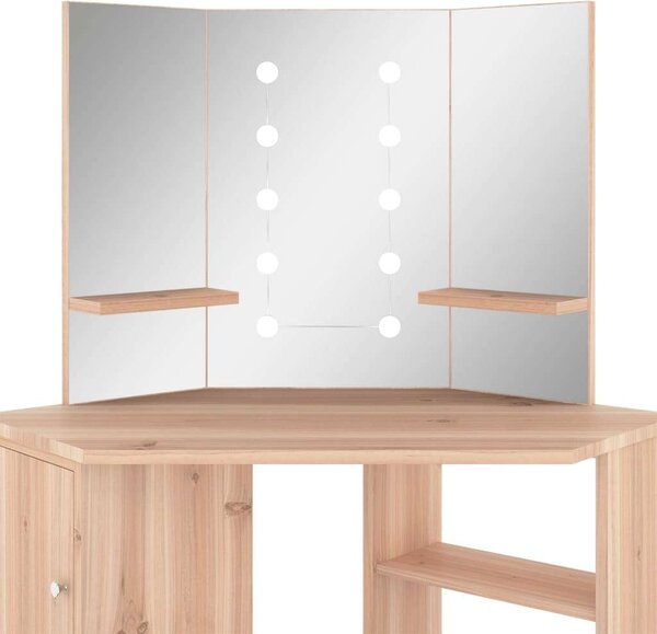 Sarok Sminkasztal - LED Tükör - 111x54x141,5 cm