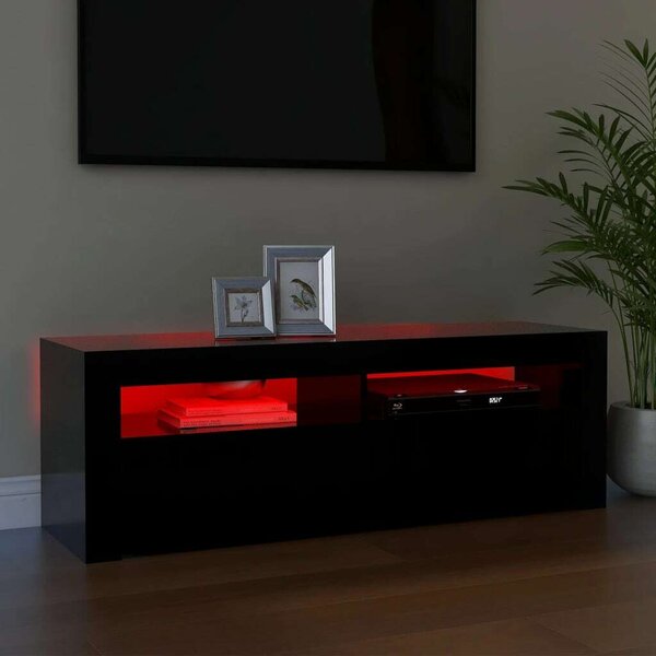 Fekete TV Szekrény LED Világítással - 120x35x40 cm